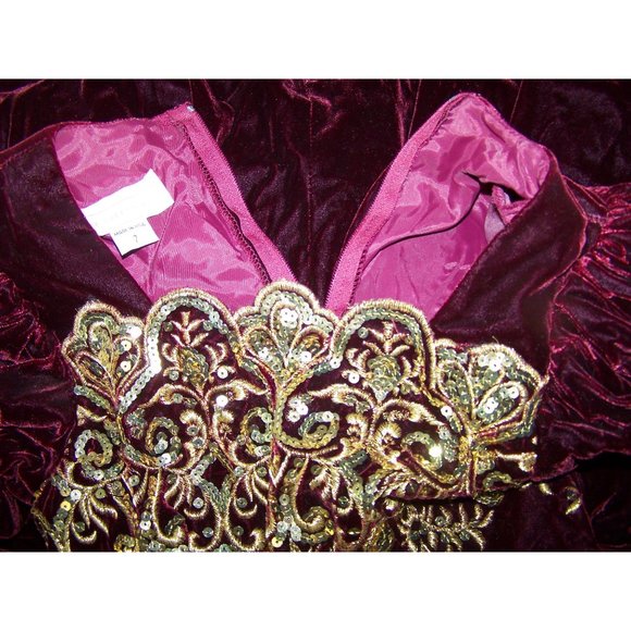 Girls Jessica McClintock Dress Party Pageant Velvet Gold Size 7 - Picture 5 of 8